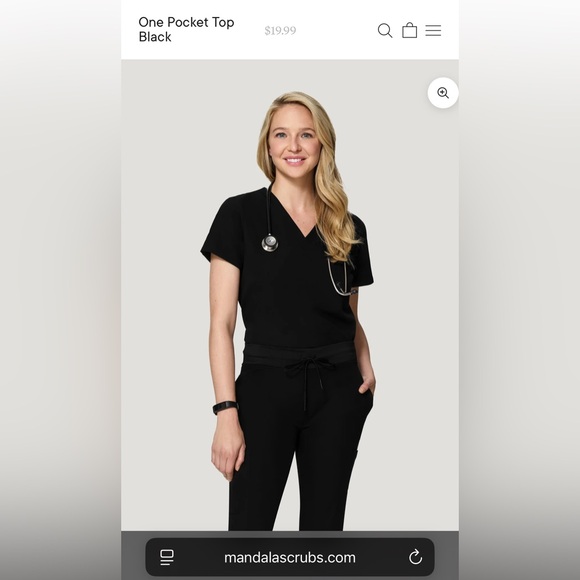 Mandala Black Scrub Top Small - Picture 4 of 4